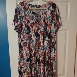 Ashley Stewart Plus Midi Multi Color Pullover Dress